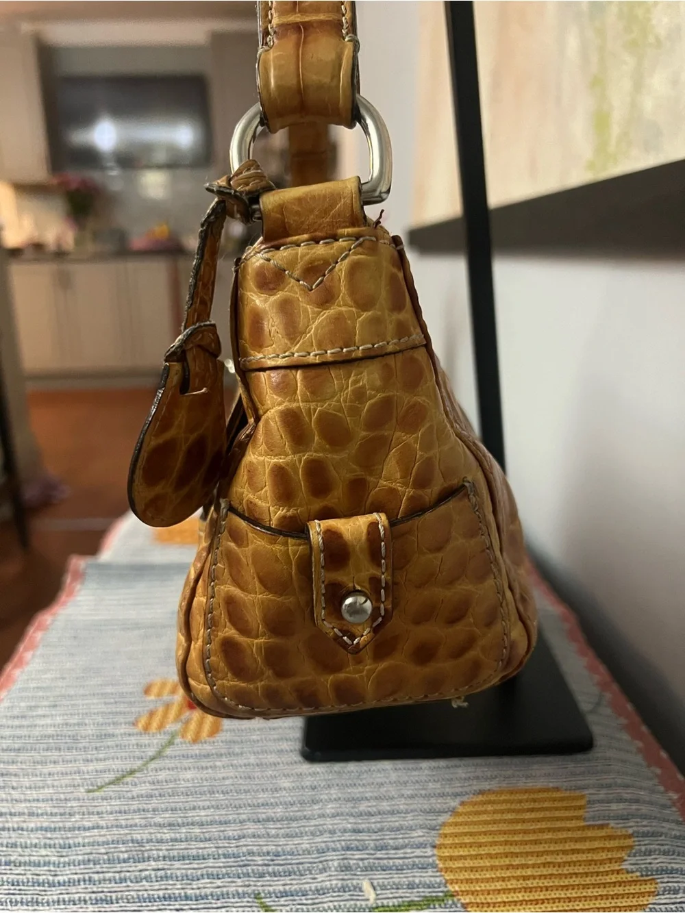 Dooney & Bourke RARE Croc-Embossed Shoulder Bag in Tan